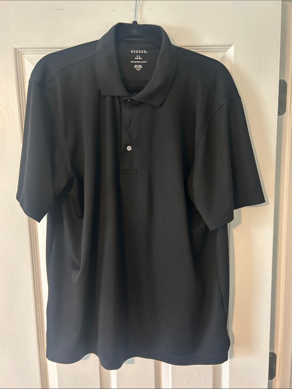 George Men's Black Polo Shirt with Two-Button Placket
